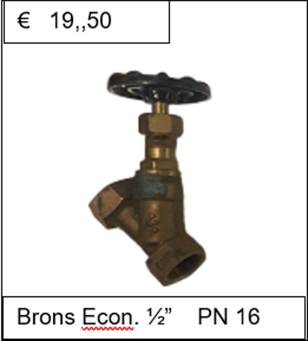 Schuinspindel klepafsluiter Brons Econ 1/2'' PN 16