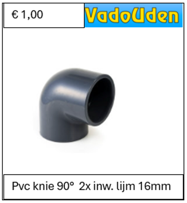 Pvc knie 90°  2x inw. lijm 16mm