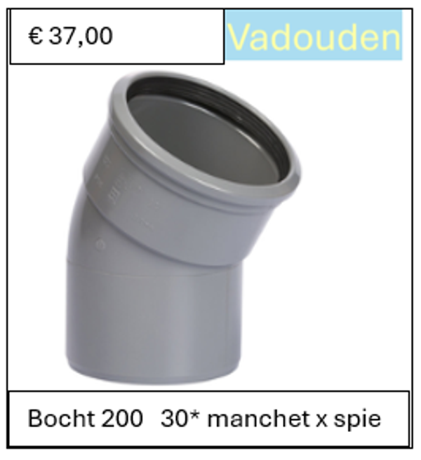 Bocht 200   30* manchet x spie