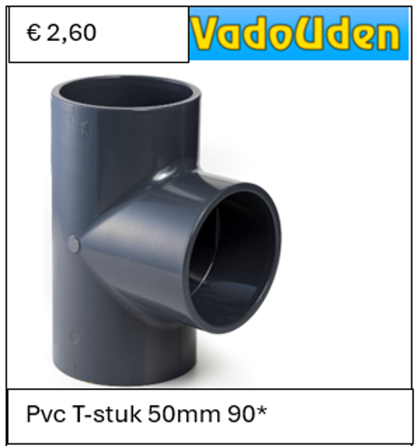Pvc T-stuk 50mm 90* 16 ATO