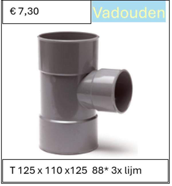 T 125 x 110 x125  88* 3x lijm