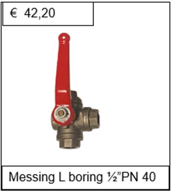 Kogelkraan messing vernikkeld L boring 1/2'' PN 40