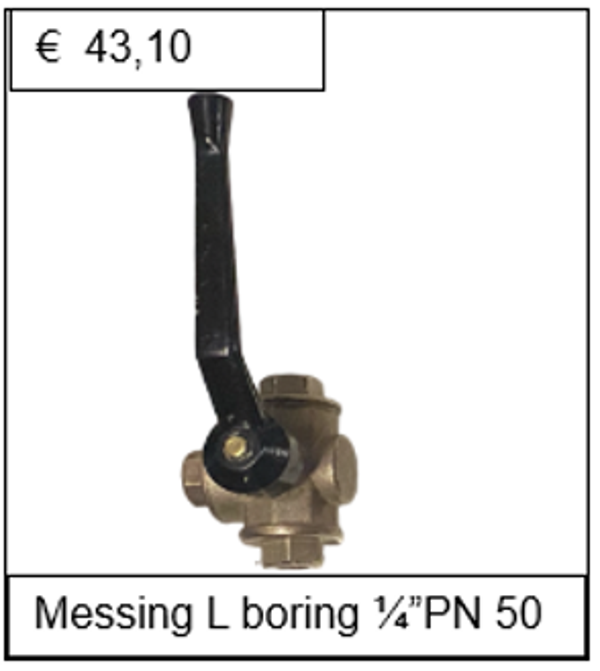 Kogelkraan messing vernikkeld L boring 1/4'' PN 50