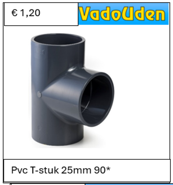 Pvc T-stuk 25mm 90* 16 ATO