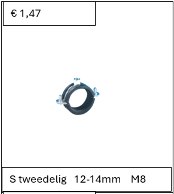 Super beugel met inlage 12-14 mm M8