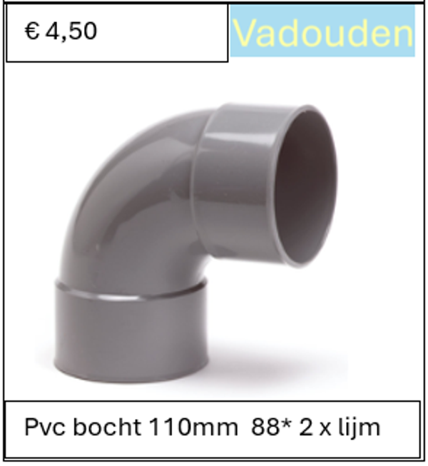 Pvc bocht 110mm  88* 2 x lijm