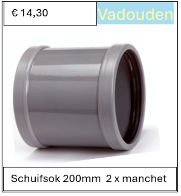 Schuifsok 200mm  2 x manchet