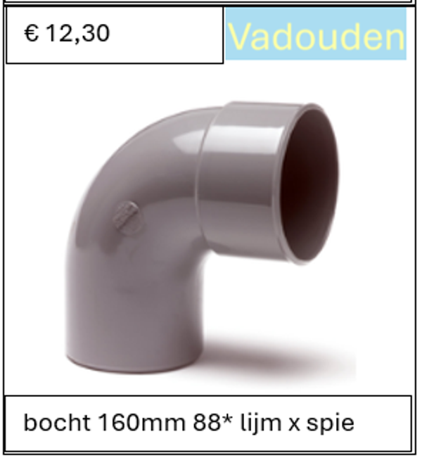 bocht 160mm 88* lijm x spie