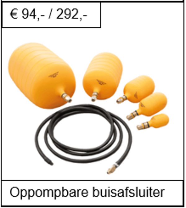 Oppompbare buisafsluiters Bereik 200 tot 320 mm