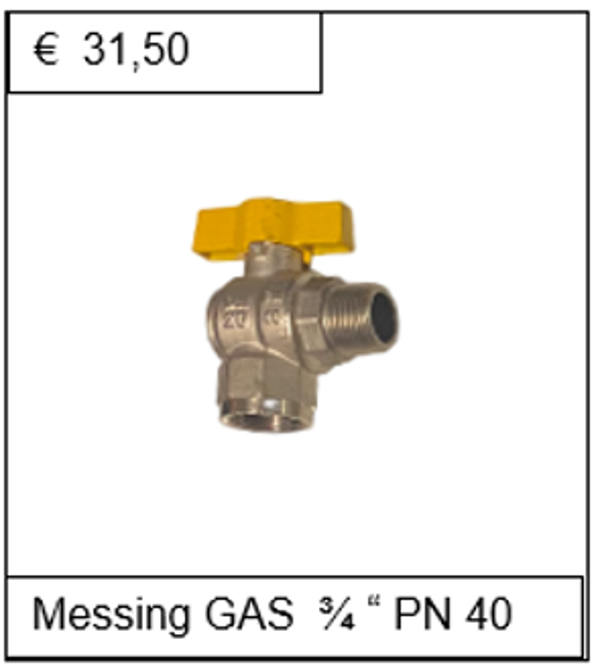 Kogelkraan messing vernikkeld GAS 3/4'' PN 40