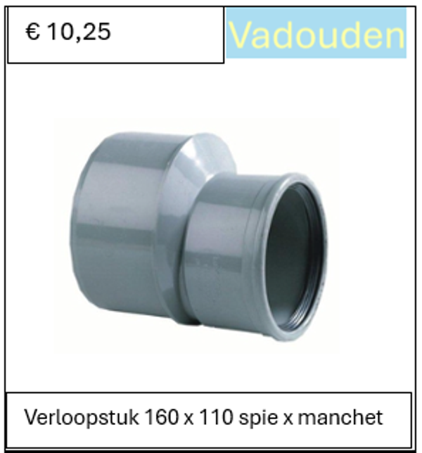 Verloopstuk 160 x 110 spie x manchet