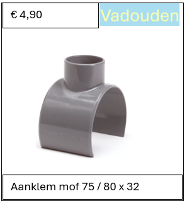 Aanklem mof 75 / 80 x 32