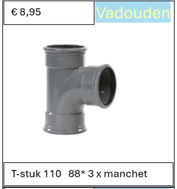 T-stuk 110   88* 3 x manchet