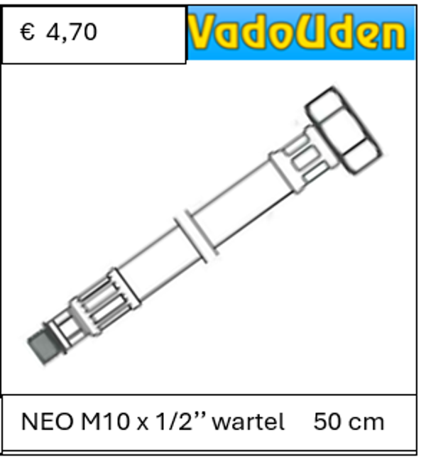 AANSLUITSLANG NEO M10 x 1/2'' wartel 50 cm