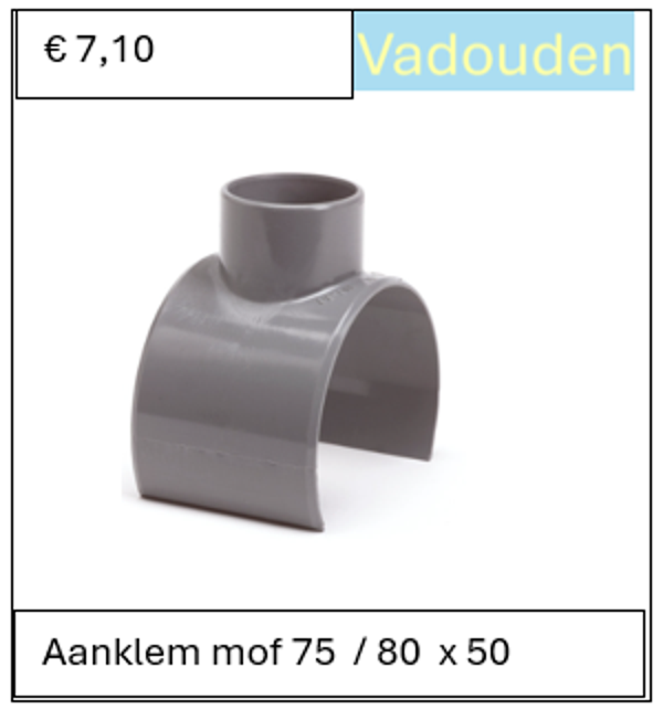 Aanklem mof 75  / 80  x 50