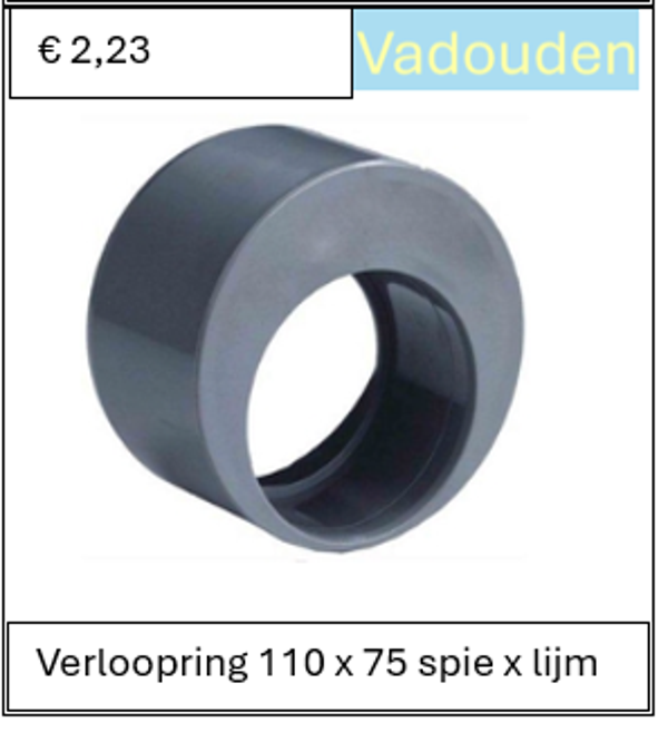 Verloopring 110 x 75 spie x lijm