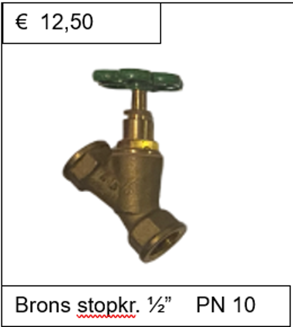 Schuinspindel klepafsluiter Brons stopkr. 1/2'' PN 10