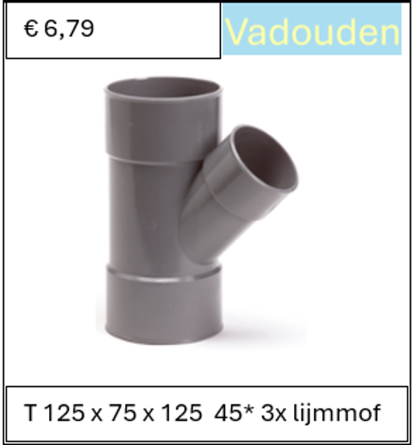 T 125 x 75 x 125  45* 3x lijmmof