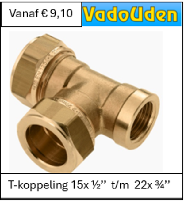 T-koppeling 15x ½’’  t/m  22x ¾’’