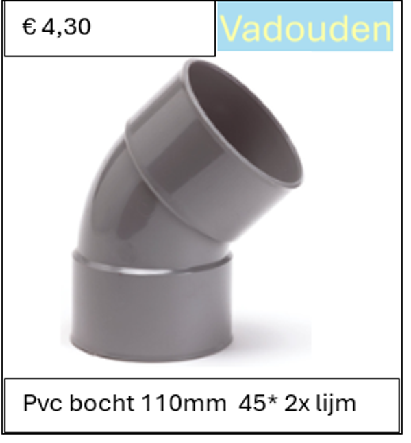 Pvc bocht 110mm  45* 2x lijm