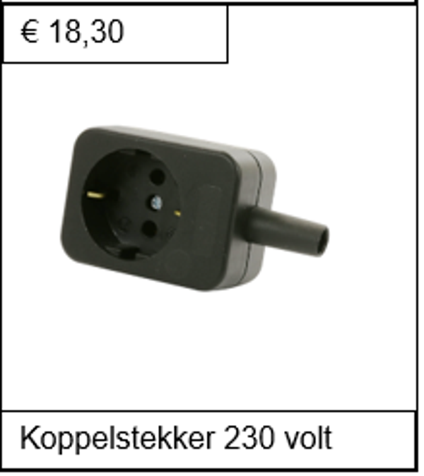 Koppelstekker       230 Volt