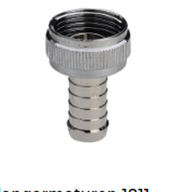 kunstof chroom slangkoppeling 3/4'' x 1/2''