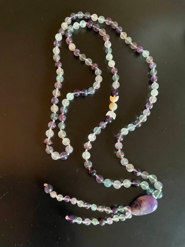 Flourite Mala with Amethyst
