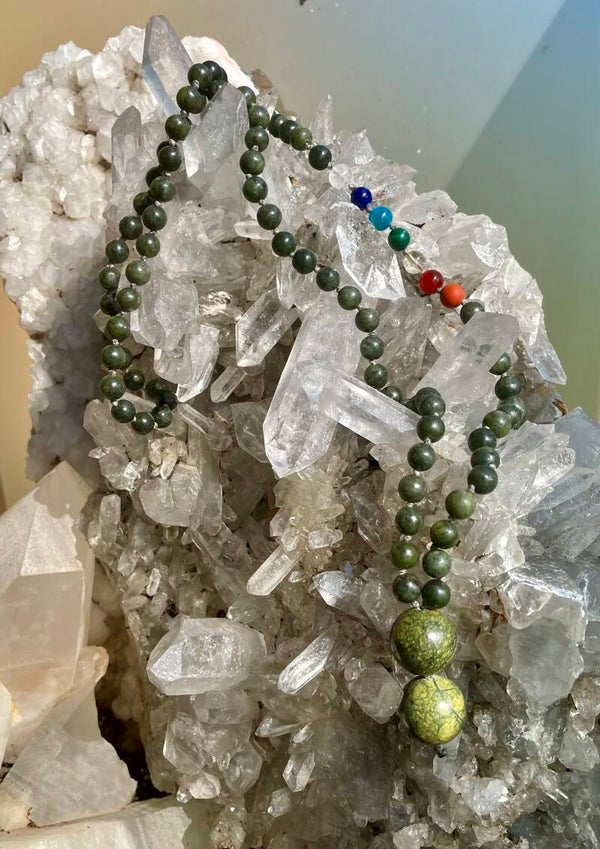 Jade Mala with Chakra Stones