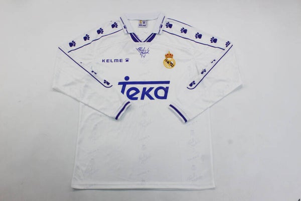 Real Madrid 1994/96 Long Sleeve Home Shirt - Adults Small to 2XL