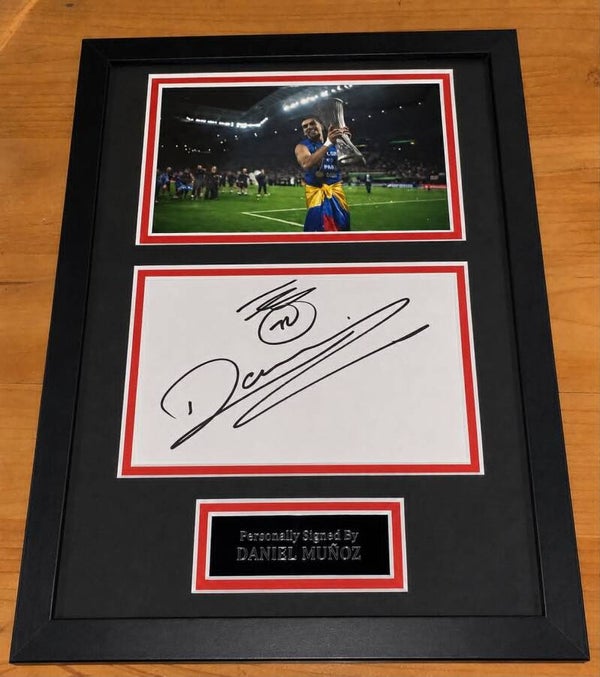 Daniel Munoz - Hand Signed & Glass Framed A4 Card Mounted - Crystal Palace - COA - 2