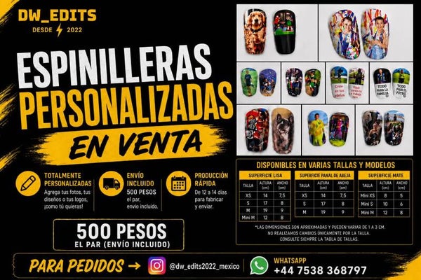 Espinilleras personalizadas (Solo compra si eres de México)