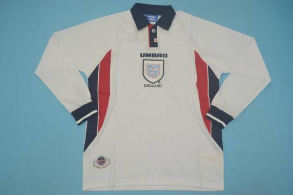 England 1998 Home Retro Long Sleeve Shirt - Adults Small to 2XL