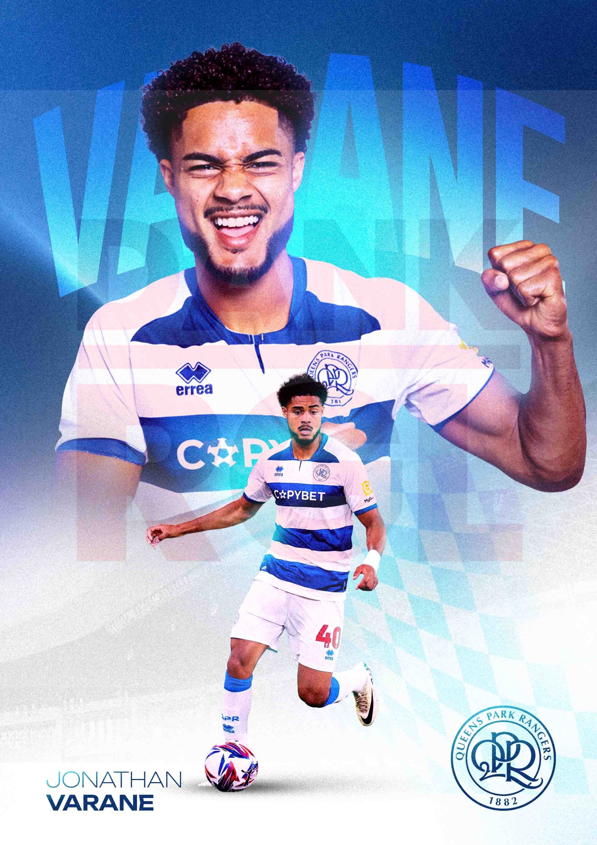Jonathan Varane A3 (16x12 Inches) QPR Canvas