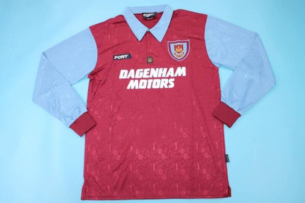 West Ham United 1995/97 Long Sleeve Home Shirt - Adults Small to 2XL