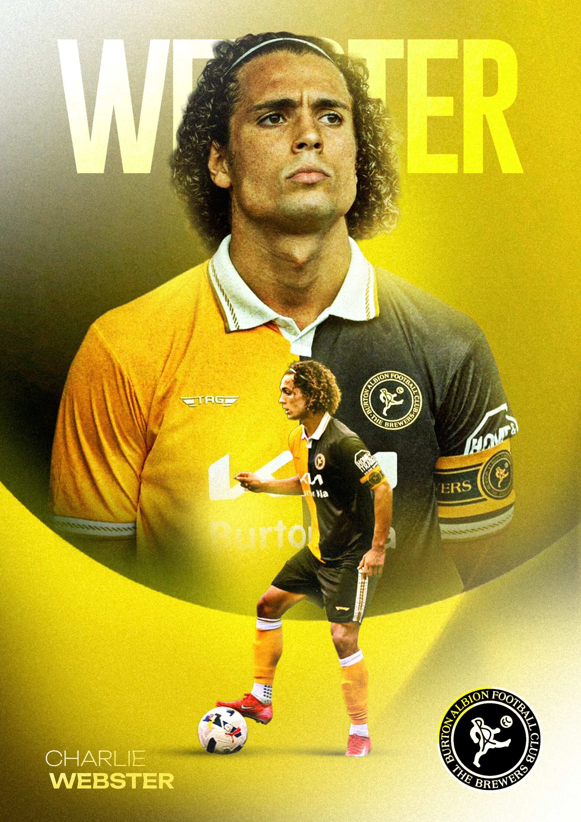 Charlie Webster A3 (16x12 Inches) Burton Albion Canvas