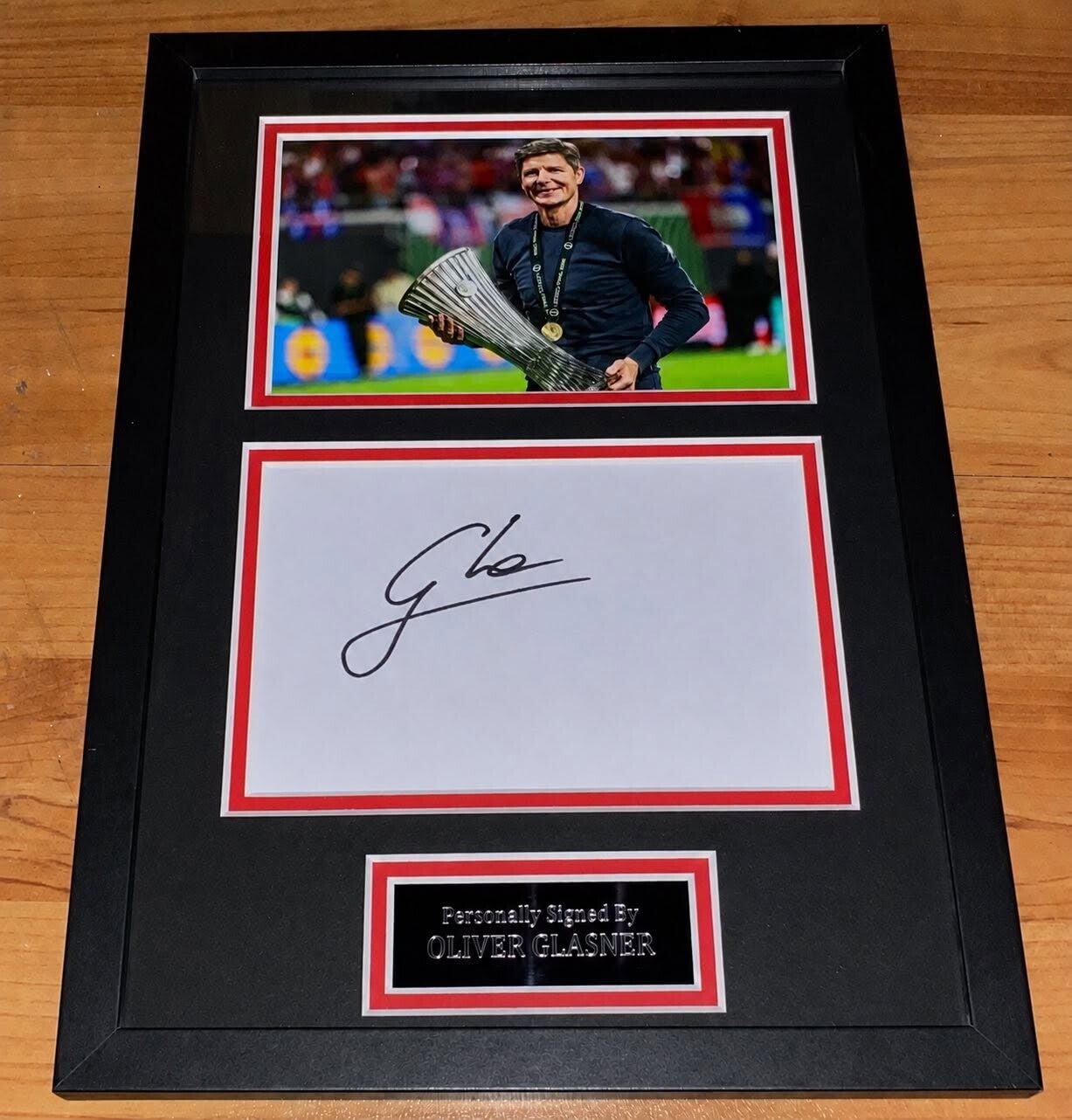 Oliver Glasner - Hand Signed & Glass Framed A4 Card Mounted - Crystal Palace - COA - 3