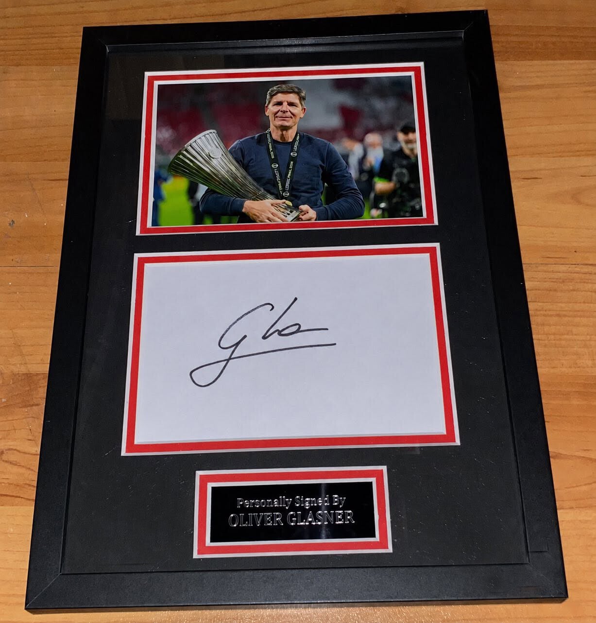 Oliver Glasner - Hand Signed & Glass Framed A4 Card Mounted - Crystal Palace - COA - 2