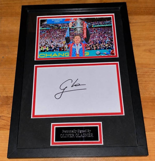 Oliver Glasner - Hand Signed & Glass Framed A4 Card Mounted - Crystal Palace - COA - 1