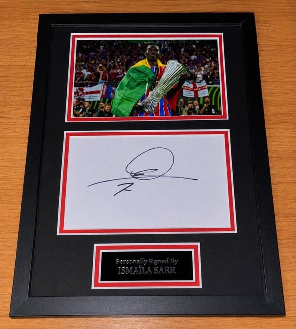 Ismaila Sarr - Hand Signed & Glass Framed A4 Card Mounted - Crystal Palace - COA