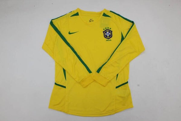 Brazil 2002 Long Sleeve Home Shirt - Adults Small to 2XL