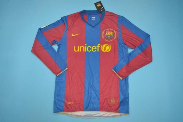 Barcelona 2007/08 Long Sleeve Home Shirt - Adults Small to 2XL
