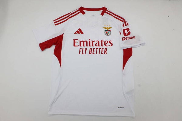 Benfica 2025/26 White Away Shirt - Kids 3-14 years old and Adults Small to 4XL