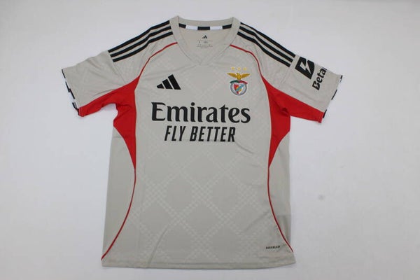 Benfica 2025/26 Grey Away Shirt - Kids 3-14 years old and Adults Small to 4XL