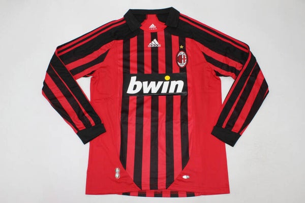 AC Milan 2007/08 Long Sleeve Home Shirt - Adults Small to 2XL