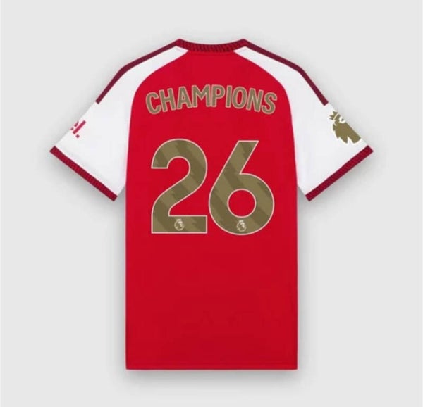 Arsenal 2025/2026 Champions Home Short Sleeve Shirt - Adults Small to 4XL