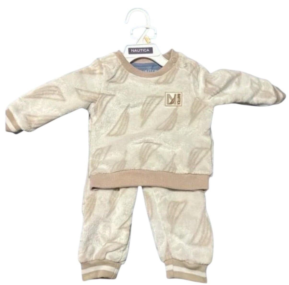 Nautica 2 Piece Set - Cream and Tan - 12 Months