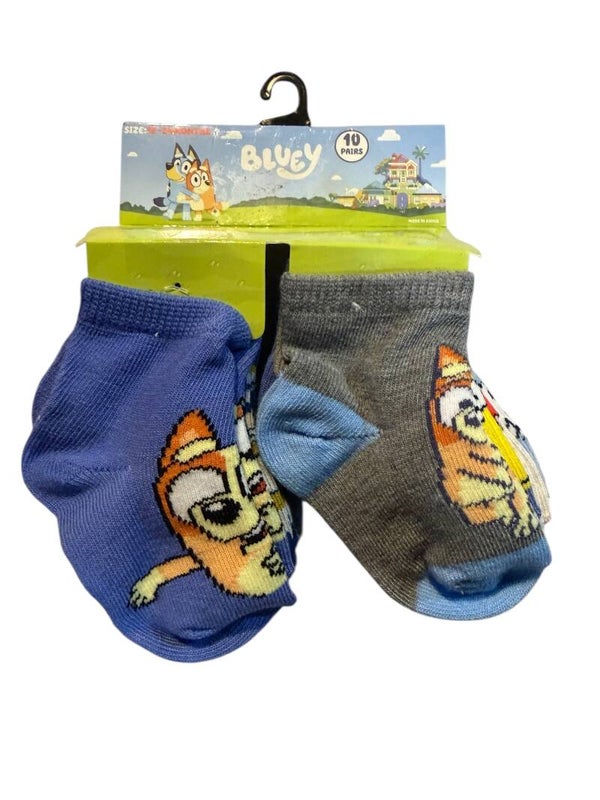 Baby Boys Bluey Ankle Socks - 10 PK (12-24 Months)