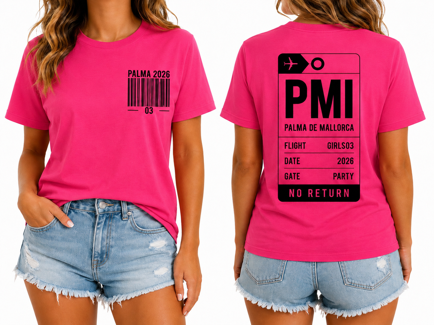 Palma 2026 Damen T-Shirt – Mallorca Girls Trip | Pinkes Partyshirt