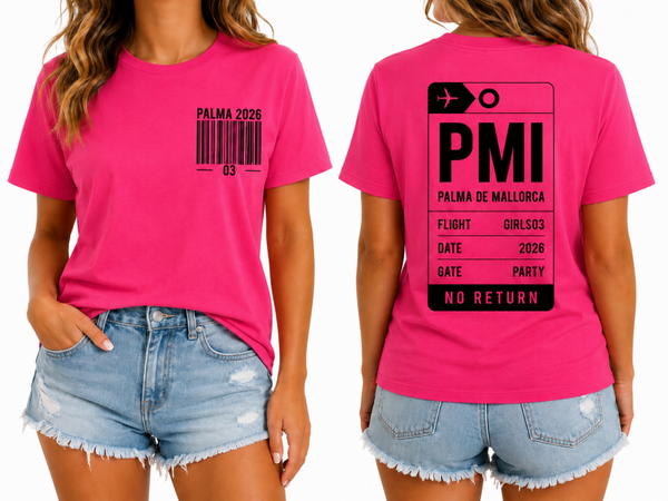 Palma 2026 Damen T-Shirt – Mallorca Girls Trip | Pinkes Partyshirt