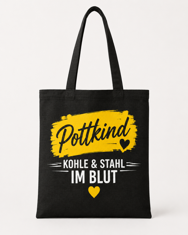 Pottkind Jutebeutel – Kohle & Stahl im Blut \| Ruhrpott Tasche in Gelb